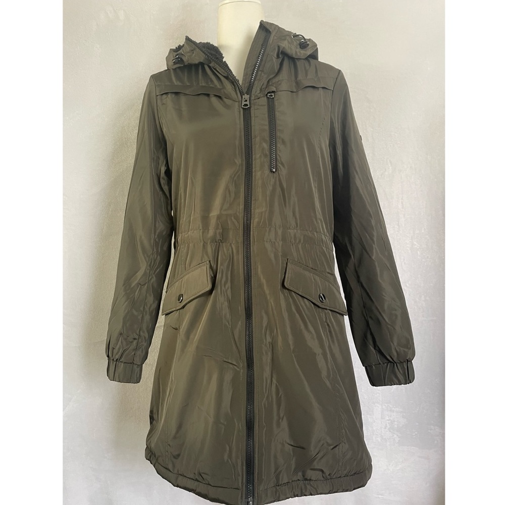 Lucky Brand Long Olive Sherpa-lined Hooded Coat Parka (SM-MED)